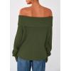 imagePRETTYGARDEN Womens Off The Shoulder Sweater Long Sleeve Loose Knit Pullover Sweaters Fall Going Out TopsGreen