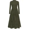 imagePRETTYGARDEN Long Sleeve Dress for Women 2025 Fall Eyelet Mock Neck A Line Elegant Classy Maxi Wedding Guest Dresses PocketsArmy Green