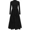 imagePRETTYGARDEN Long Sleeve Dress for Women 2025 Fall Eyelet Mock Neck A Line Elegant Classy Maxi Wedding Guest Dresses PocketsBlack