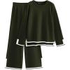 imagePRETTYGARDEN Womens 2 Piece Fall Knit Sweater Set Long Sleeve Tops Wide Leg Pants Sweatsuit Tracksuit Outfit Winter ClothingArmy Green