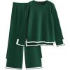 imagePRETTYGARDEN Womens 2 Piece Fall Knit Sweater Set Long Sleeve Tops Wide Leg Pants Sweatsuit Tracksuit Outfit Winter ClothingGreen