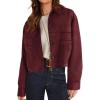 imagePRETTYGARDEN Womens Faux Suede Cropped Jacket Casual Fall Fashion 2025 Button Down Winter Coats Outerwear Trendy ClothesBurgundy