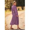 imagePRETTYGARDEN Womens 2025 Spring Fall Midi Dress Casual Long Sleeve V Neck Swiss Dot Pleated A Line Flowy DressesPurple