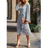 imagePRETTYGARDEN Womens Floral Boho Dress Fall Long Sleeve Wrap V Neck Ruffle Flowy Maxi Spring Wedding Guest Vacation DressesFloral Blue