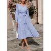 imagePRETTYGARDEN Womens Floral Boho Dress Fall Long Sleeve Wrap V Neck Ruffle Flowy Maxi Spring Wedding Guest Vacation DressesLight Blue