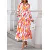 imagePRETTYGARDEN Womens Floral Maxi Dress 2025 Fall Long Sleeve V Neck Casual A Line Long Flowy Boho Party DressesFloral Brown Purple