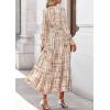 imagePRETTYGARDEN Womens Floral Maxi Dress 2025 Fall Long Sleeve V Neck Casual A Line Long Flowy Boho Party DressesFloral Khaki