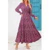 imagePRETTYGARDEN Womens Floral Maxi Dress 2025 Fall Long Sleeve V Neck Casual A Line Long Flowy Boho Party DressesFloral Red Black