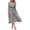 imagePRETTYGARDEN Womens Floral Boho Dress Fall Long Sleeve Wrap V Neck Ruffle Flowy Maxi Spring Wedding Guest Vacation DressesBlack
