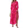 imagePRETTYGARDEN Womens Floral Maxi Dress 2025 Fall Long Sleeve V Neck Casual A Line Long Flowy Boho Party DressesRed Big Floral