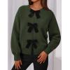 imagePRETTYGARDEN Cardigan Sweaters for Women 2025 Fall Bow Tie Front Long Sleeve Knit Sweater Tops Cute Going Out OutfitsArmy Green