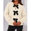 imagePRETTYGARDEN Cardigan Sweaters for Women 2025 Fall Bow Tie Front Long Sleeve Knit Sweater Tops Cute Going Out OutfitsBeige