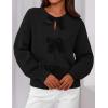 imagePRETTYGARDEN Cardigan Sweaters for Women 2025 Fall Bow Tie Front Long Sleeve Knit Sweater Tops Cute Going Out OutfitsBlack