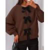imagePRETTYGARDEN Cardigan Sweaters for Women 2025 Fall Bow Tie Front Long Sleeve Knit Sweater Tops Cute Going Out OutfitsBrown