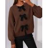 imagePRETTYGARDEN Cardigan Sweaters for Women 2025 Fall Bow Tie Front Long Sleeve Knit Sweater Tops Cute Going Out OutfitsBrown