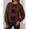 imagePRETTYGARDEN Cardigan Sweaters for Women 2025 Fall Bow Tie Front Long Sleeve Knit Sweater Tops Cute Going Out OutfitsBrown