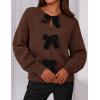imagePRETTYGARDEN Cardigan Sweaters for Women 2025 Fall Bow Tie Front Long Sleeve Knit Sweater Tops Cute Going Out OutfitsBrown