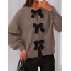 imagePRETTYGARDEN Cardigan Sweaters for Women 2025 Fall Bow Tie Front Long Sleeve Knit Sweater Tops Cute Going Out OutfitsCoffee