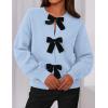 imagePRETTYGARDEN Cardigan Sweaters for Women 2025 Fall Bow Tie Front Long Sleeve Knit Sweater Tops Cute Going Out OutfitsLight Blue