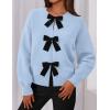imagePRETTYGARDEN Cardigan Sweaters for Women 2025 Fall Bow Tie Front Long Sleeve Knit Sweater Tops Cute Going Out OutfitsLight Blue