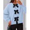 imagePRETTYGARDEN Cardigan Sweaters for Women 2025 Fall Bow Tie Front Long Sleeve Knit Sweater Tops Cute Going Out OutfitsLight Blue
