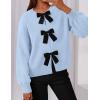 imagePRETTYGARDEN Cardigan Sweaters for Women 2025 Fall Bow Tie Front Long Sleeve Knit Sweater Tops Cute Going Out OutfitsLight Blue