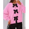 imagePRETTYGARDEN Cardigan Sweaters for Women 2025 Fall Bow Tie Front Long Sleeve Knit Sweater Tops Cute Going Out OutfitsPink