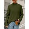 imagePRETTYGARDEN Casual Long Sleeve Oversized Sweaters for Women 2025 Loose Mock Neck Pullover Sweater Ribbed Knit Fall ClothesArmy Green