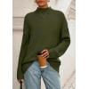 imagePRETTYGARDEN Casual Long Sleeve Oversized Sweaters for Women 2025 Loose Mock Neck Pullover Sweater Ribbed Knit Fall ClothesArmy Green