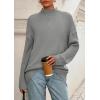 imagePRETTYGARDEN Casual Long Sleeve Oversized Sweaters for Women 2025 Loose Mock Neck Pullover Sweater Ribbed Knit Fall ClothesGrey