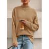 imagePRETTYGARDEN Casual Long Sleeve Oversized Sweaters for Women 2025 Loose Mock Neck Pullover Sweater Ribbed Knit Fall ClothesKhaki