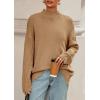 imagePRETTYGARDEN Casual Long Sleeve Oversized Sweaters for Women 2025 Loose Mock Neck Pullover Sweater Ribbed Knit Fall ClothesKhaki
