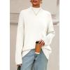 imagePRETTYGARDEN Casual Long Sleeve Oversized Sweaters for Women 2025 Loose Mock Neck Pullover Sweater Ribbed Knit Fall ClothesWhite