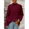 imagePRETTYGARDEN Casual Long Sleeve Oversized Sweaters for Women 2025 Loose Mock Neck Pullover Sweater Ribbed Knit Fall ClothesWine Red
