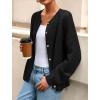 imagePRETTYGARDEN Fall Long Sleeve Cardigans for Women Trendy 2025 Lightweight Button Down Crewneck Loose Knit Sweater ClothesBlack