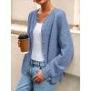 imagePRETTYGARDEN Fall Long Sleeve Cardigans for Women Trendy 2025 Lightweight Button Down Crewneck Loose Knit Sweater ClothesBlue