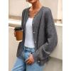 imagePRETTYGARDEN Fall Long Sleeve Cardigans for Women Trendy 2025 Lightweight Button Down Crewneck Loose Knit Sweater ClothesGrey