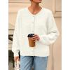 imagePRETTYGARDEN Fall Long Sleeve Cardigans for Women Trendy 2025 Lightweight Button Down Crewneck Loose Knit Sweater ClothesWhite