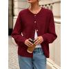 imagePRETTYGARDEN Fall Long Sleeve Cardigans for Women Trendy 2025 Lightweight Button Down Crewneck Loose Knit Sweater ClothesWine Red