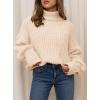imagePRETTYGARDEN Fall Oversized Sweaters for Women 2025 Chunky Knit Long Sleeve Turtle Neck Pullover Tops Cozy Winter ClothingBeige