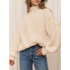 imagePRETTYGARDEN Fall Oversized Sweaters for Women 2025 Chunky Knit Long Sleeve Turtle Neck Pullover Tops Cozy Winter ClothingBeige