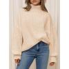 imagePRETTYGARDEN Fall Oversized Sweaters for Women 2025 Chunky Knit Long Sleeve Turtle Neck Pullover Tops Cozy Winter ClothingBeige
