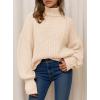 imagePRETTYGARDEN Fall Oversized Sweaters for Women 2025 Chunky Knit Long Sleeve Turtle Neck Pullover Tops Cozy Winter ClothingBeige