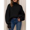 imagePRETTYGARDEN Fall Oversized Sweaters for Women 2025 Chunky Knit Long Sleeve Turtle Neck Pullover Tops Cozy Winter ClothingBlack