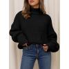 imagePRETTYGARDEN Fall Oversized Sweaters for Women 2025 Chunky Knit Long Sleeve Turtle Neck Pullover Tops Cozy Winter ClothingBlack