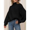 imagePRETTYGARDEN Fall Oversized Sweaters for Women 2025 Chunky Knit Long Sleeve Turtle Neck Pullover Tops Cozy Winter ClothingBlack