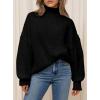 imagePRETTYGARDEN Fall Oversized Sweaters for Women 2025 Chunky Knit Long Sleeve Turtle Neck Pullover Tops Cozy Winter ClothingBlack