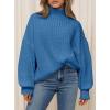 imagePRETTYGARDEN Fall Oversized Sweaters for Women 2025 Chunky Knit Long Sleeve Turtle Neck Pullover Tops Cozy Winter ClothingBlue