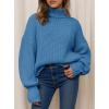 imagePRETTYGARDEN Fall Oversized Sweaters for Women 2025 Chunky Knit Long Sleeve Turtle Neck Pullover Tops Cozy Winter ClothingBlue