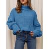 imagePRETTYGARDEN Fall Oversized Sweaters for Women 2025 Chunky Knit Long Sleeve Turtle Neck Pullover Tops Cozy Winter ClothingBlue